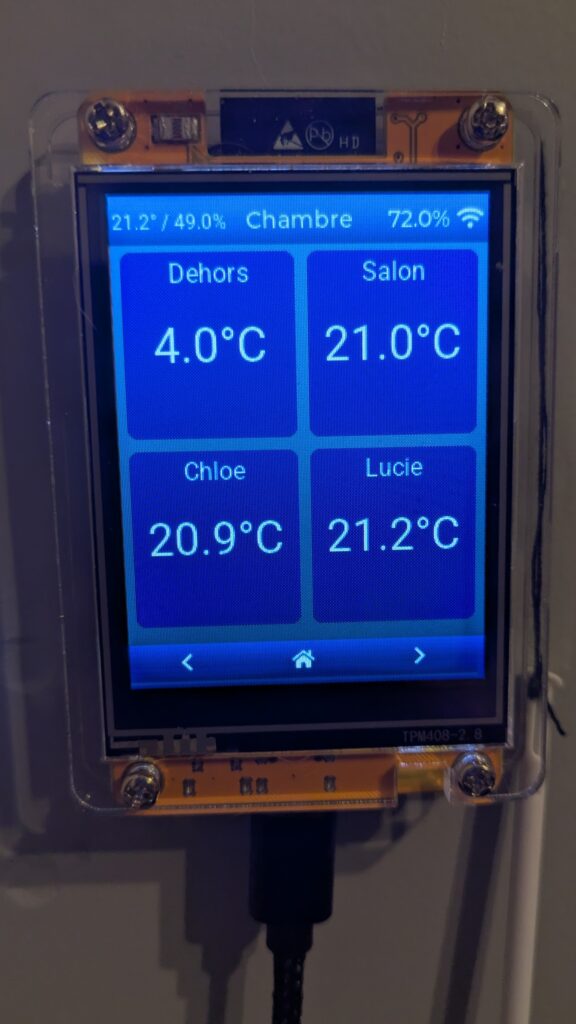 ecran qui montre les températures