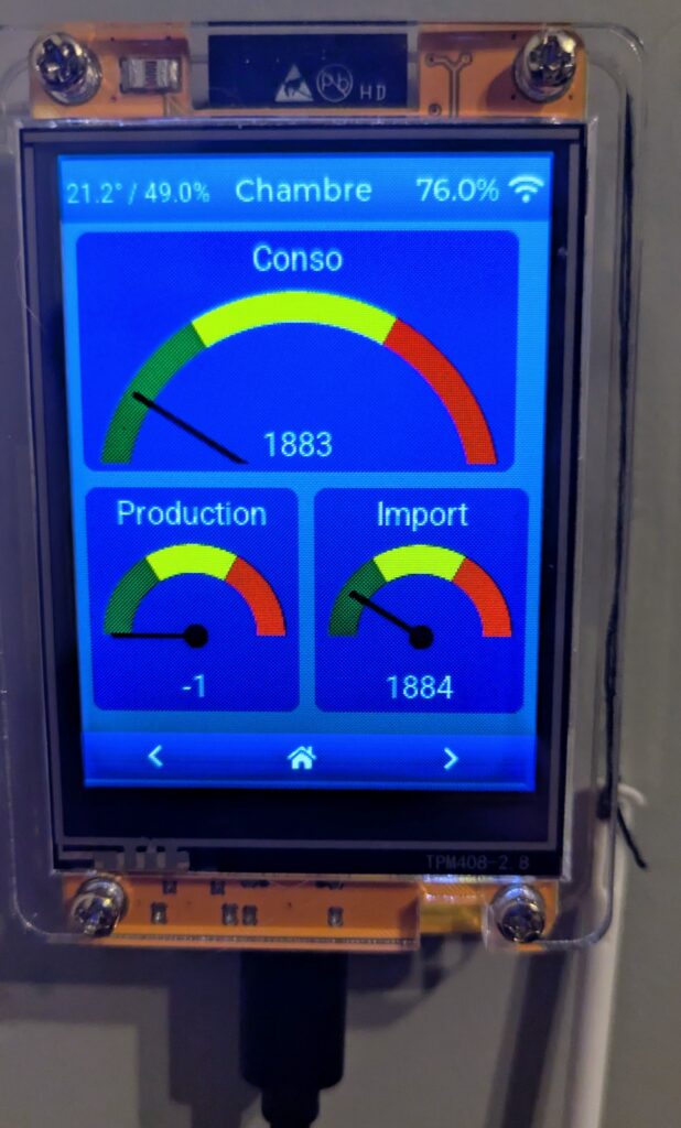 ecran montrant la consommation éléctrique